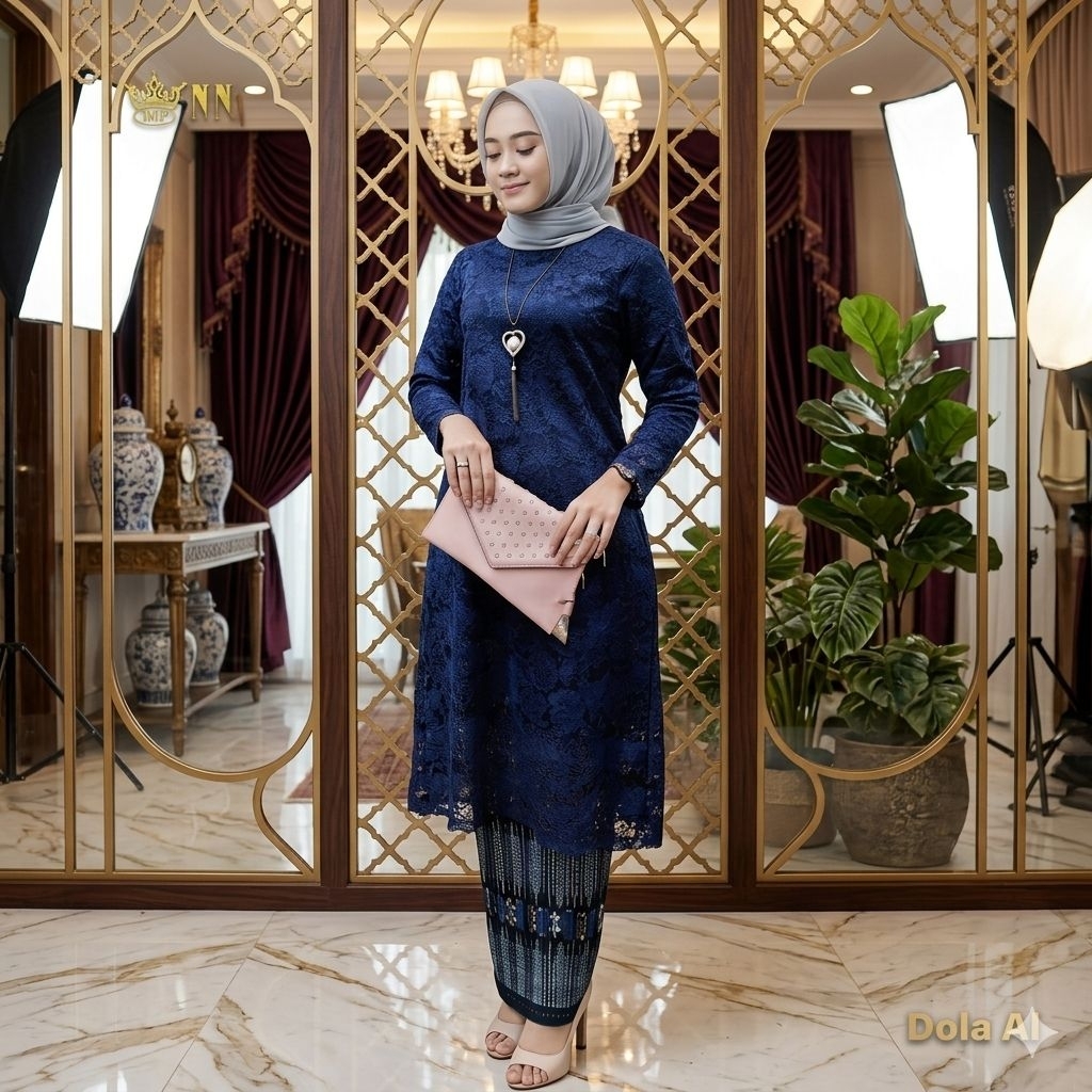Setelan Kebaya Tunik Brokat Modern Seragam keluarga Pesta Pengajian Pernikahan Tunic Brukat
