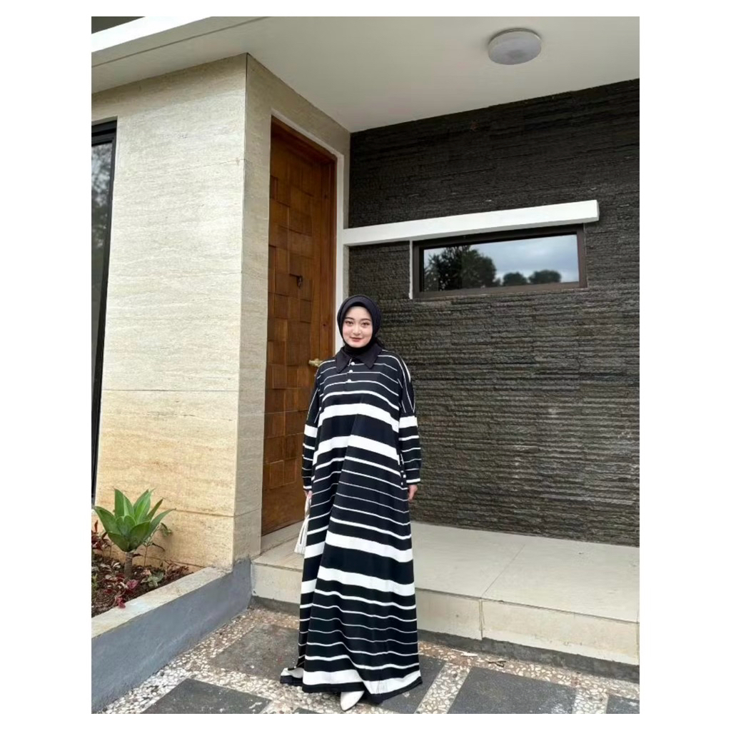 PL Gamis Kaos Salur Abaya Salur Nuna Dress preloved abaya kaos gamis