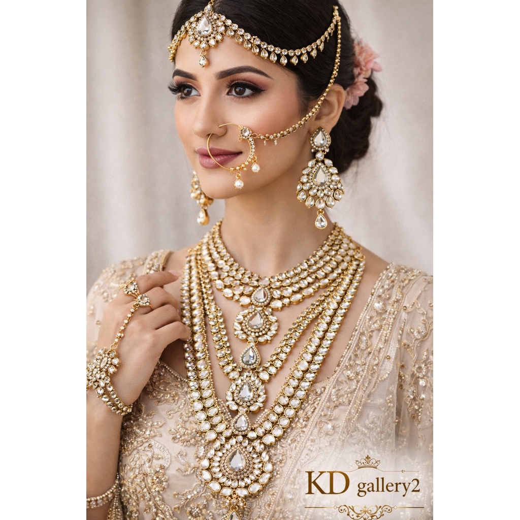 SET PERHIASAN PENGANTIN INDIA ELEGAN| AKSESORIS NIKAHAN WANITA FULL SET| SET KALUNG WEDDING MEWAH GO