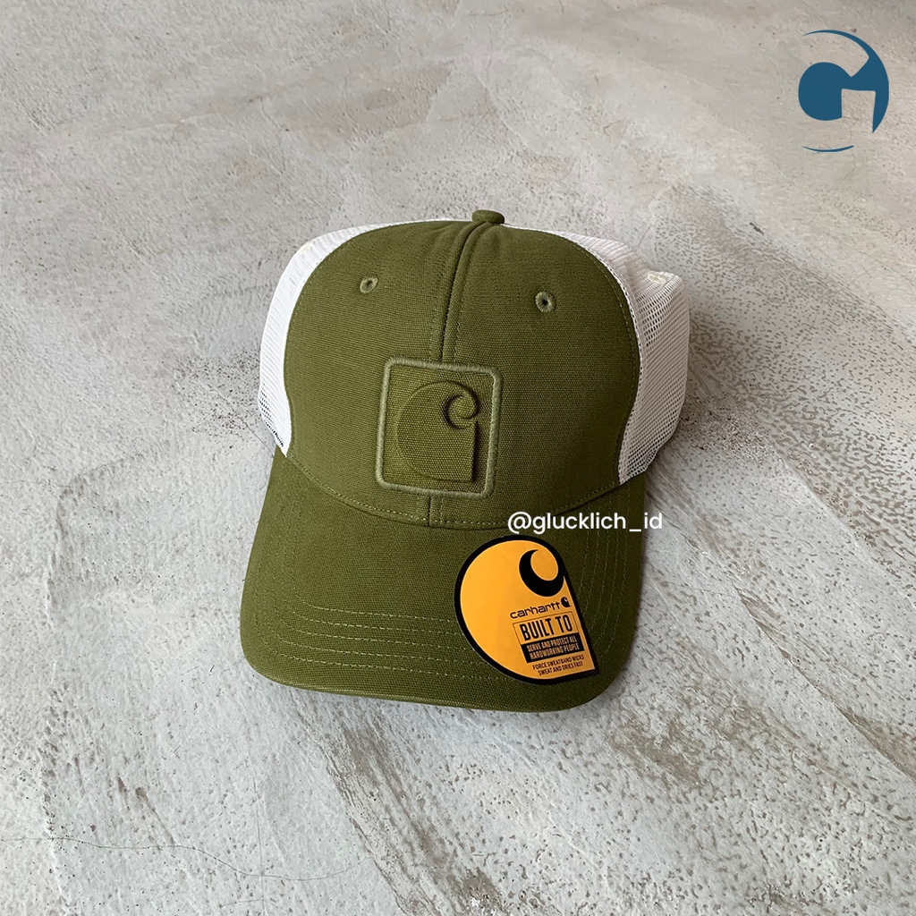 Carhartt, Canvas Logo C Trucker Hat in Green