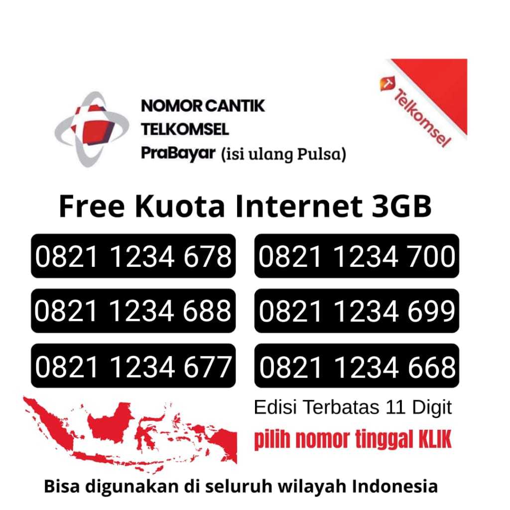 Kartu Perdana Nomor Cantik 11 Digit Telkomsel Simpati — Free Kuota 3GB #K2