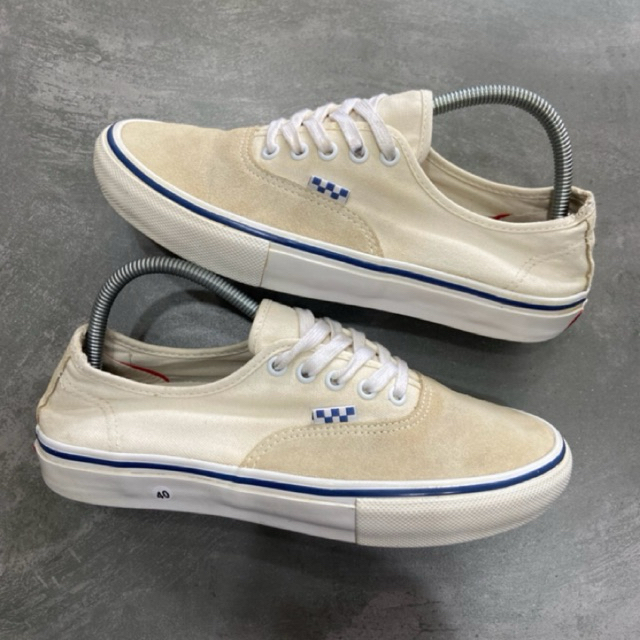 [Size 40.5] Rare Vans Authentic Pro Skateboarding ‘Checkerboard - Off White’ VN0A5FC8OFW Second Orig