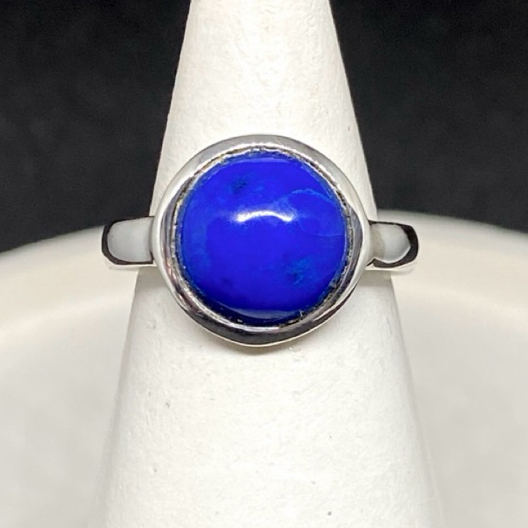 Cincin Perak Round Lapis Lazuli Ring Size 8 USA (925 Silver)