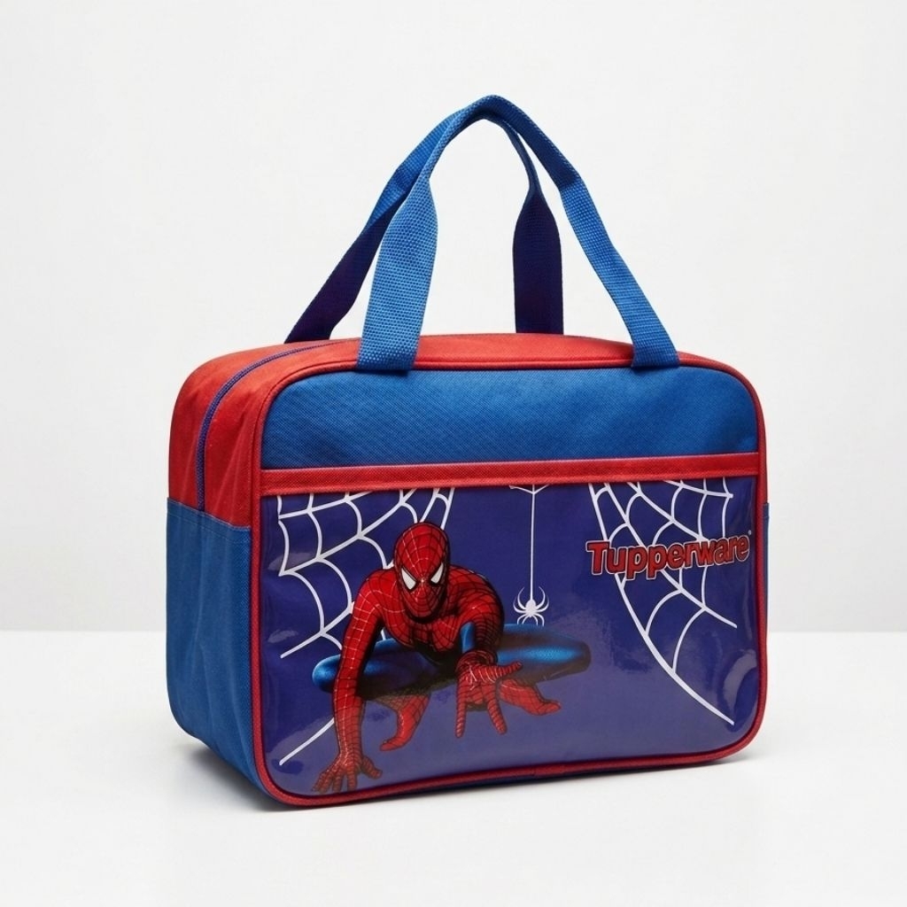 Tas bekal makan Tupperware motif Spiderman ( Zipper Bunga Es)