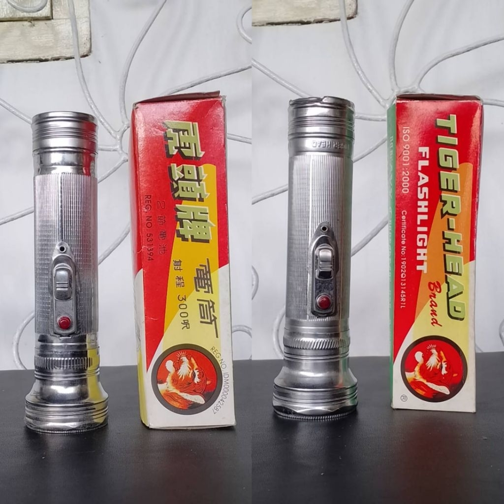 [ 2 SENTER MINUS TOMBOL MERAH TIDAK BERFUNGSI ] BONUS EXTRA 2 BOHLAM SENTER JADUL TIGER HEAD 300FT