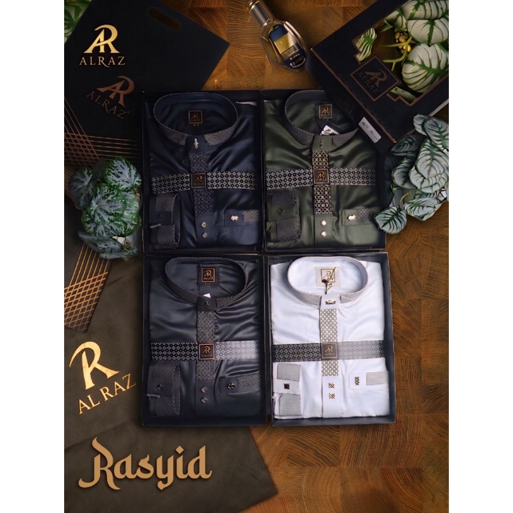 Best Seller | Jubah Al Raz Premium Pria "Rasyid" Bordir Manset Kerah Kemeja | Gamis Muslim Dewasa Sa