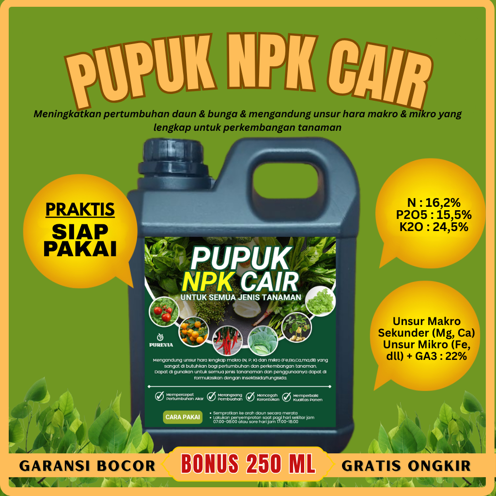 Pupuk NPK Cair 5 Liter Merangsang Pembungaan dan Mencegah Rontok Daun Bunga