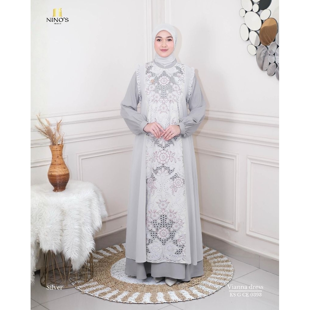 Vianna Dress Gamis Premium Original By Ninos Design Mewah Elegan Hamidah Butik Collection