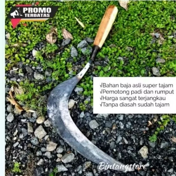 Sabit padi super tajam baja asli-sabit pengaritan dan babak semak-aret sabit asli pande jawa