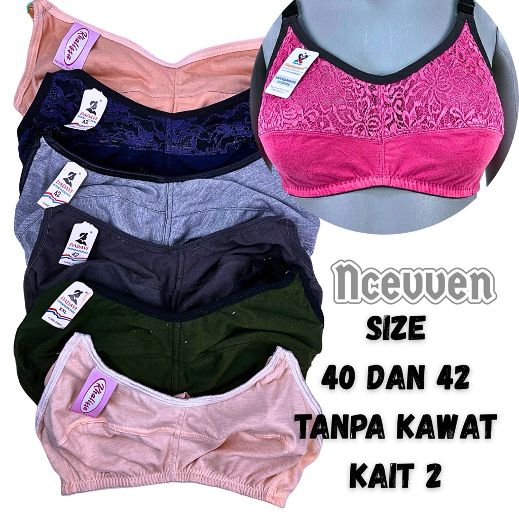 Sport Bra wanita dewasa remaja bh push up tanpa kawat busa tipis katun cup full jumbo size 40 42 RY