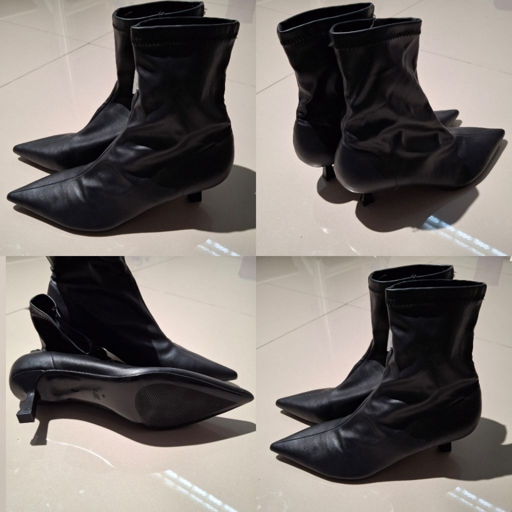 ZARA SEPATU HIGH HEELS ANKLE BOOTS BLACK BARU ORIGINAL ASLI