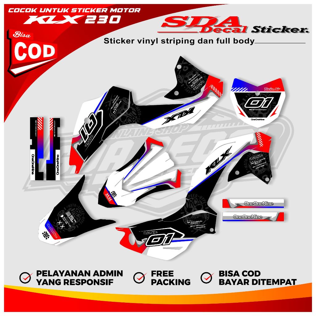 Decal Stiker KLX 230 Full Body - Sticker Decal KLX 230 Full Body Bisa Custom Nama Dan Nomer SDA.07