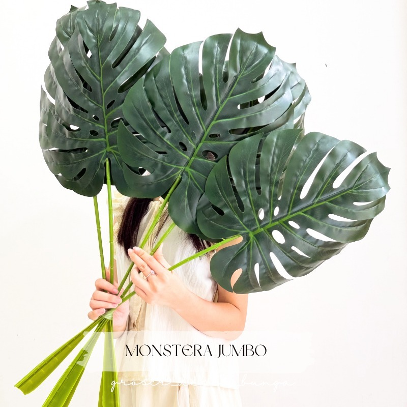 CAS 86cm & 60cm BIG MONSTERA OMBRE LATEX Artificial Daun Hias Palsu Ekor Naga Plastik Tanaman Hias D