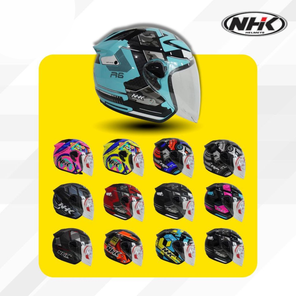 HELM NHK R6 NHK R-6 MOTIF SOLID HELM SINGLE VISOR NHK CUBE