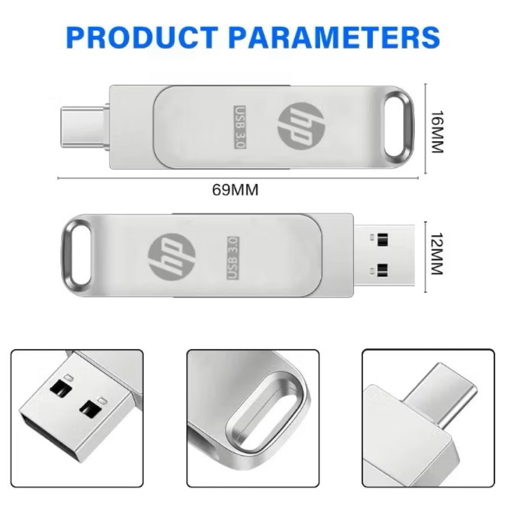 HP 1TB 2TB Flash Drive for Android HP OTG Flashdisk High Speed USB 3.0 Flash Drive Flash Disk[Free m