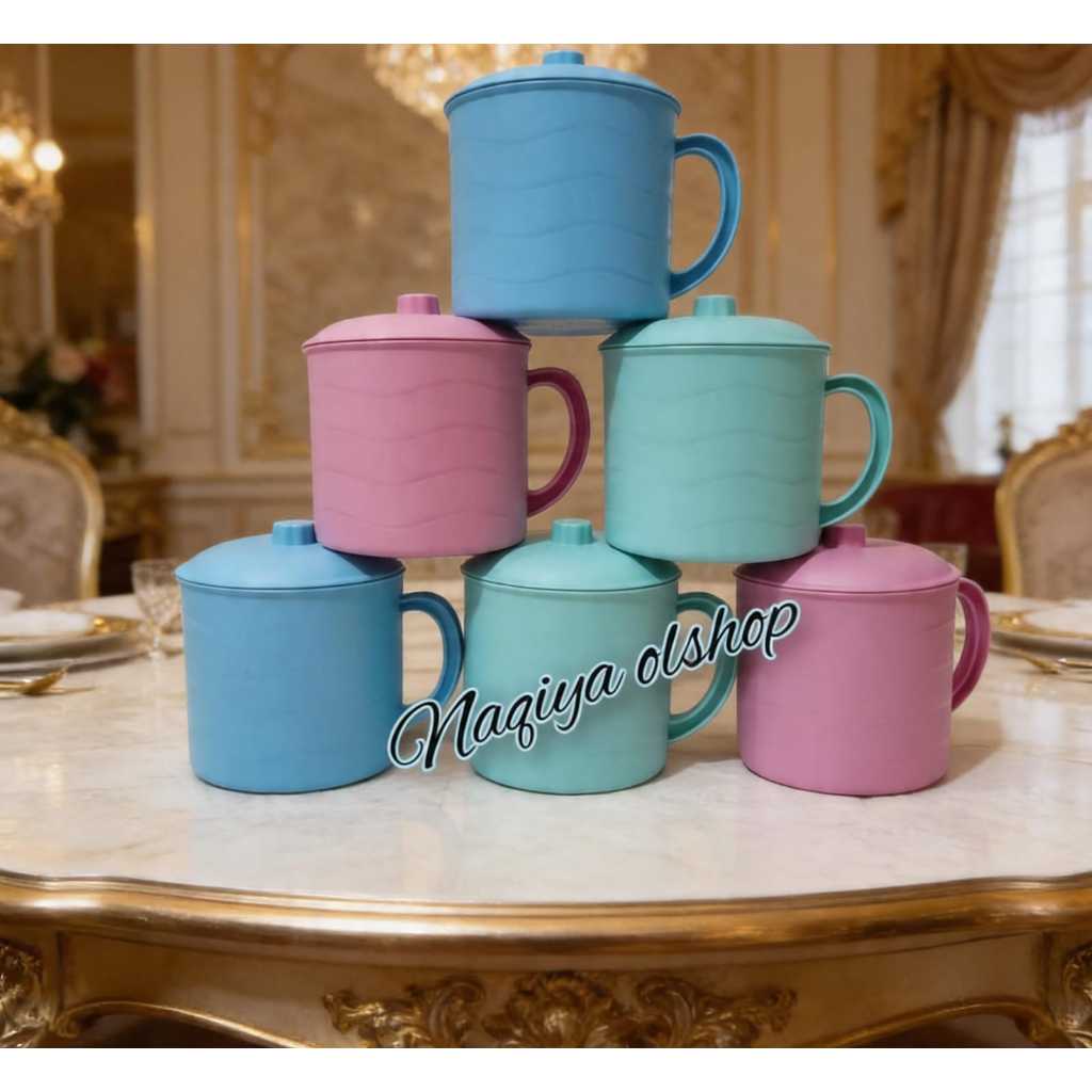 MUG JUMBO / MUG PLASTIK 900ML / MUG PLASTIK TEBAL /3PCS GELAS MINUM GELAS GAGANG PLASTIK BESAR