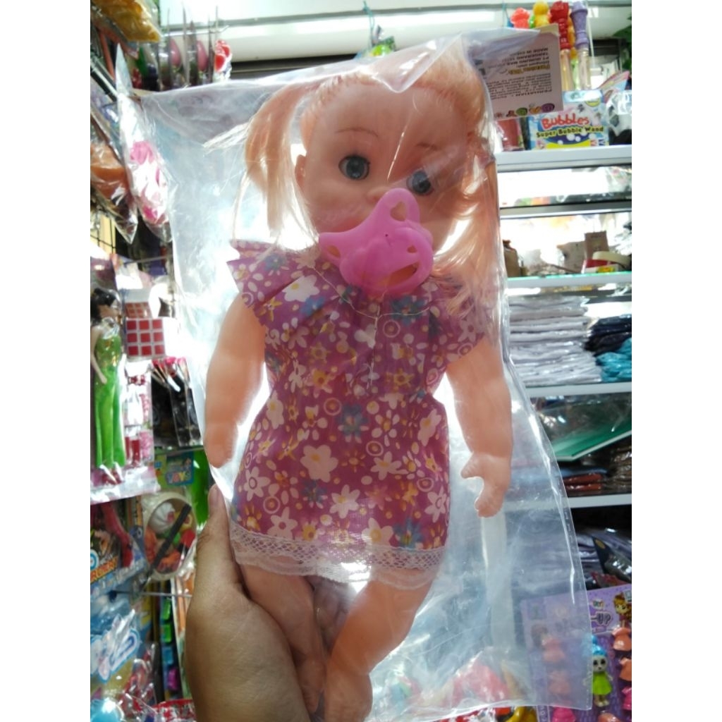 Pr 17265 Mainan Boneka Bayi Lucu Dot Magnet - Boneka Baby Alive Motif Bunga Dress Pink Biru - Kado A