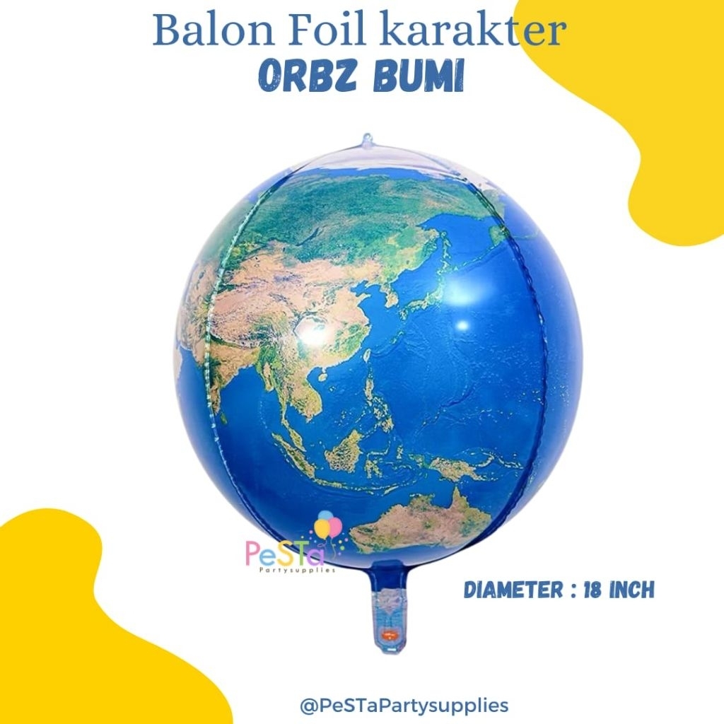 Balon Orbz Bumi/PeSTa Partysupplies/Earth Balloon/globe
