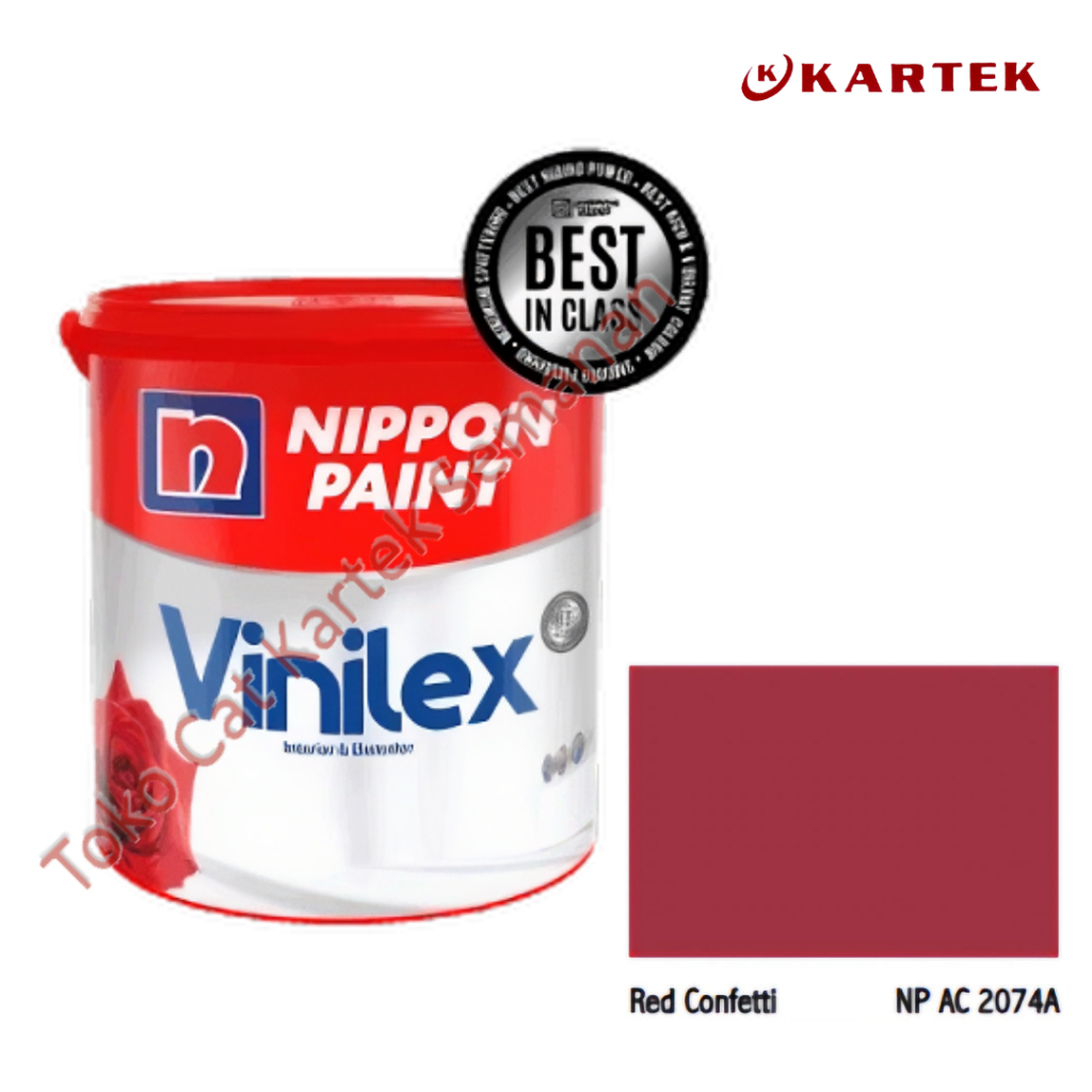 Nippon Paint Vinilex RED CONFETTI NP AC 2074A Cat Tembok Interior & Eksterior Merah Tua Halus dan Ta