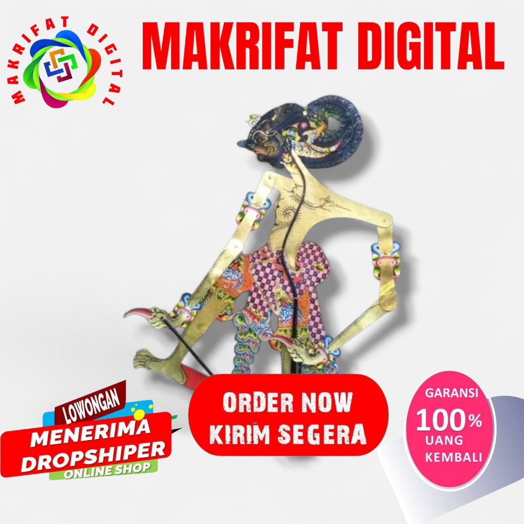 ZACK MART Wayang Kulit Sapi ASLI Werkudoro/Werkudara Ukuran Standar Dalang
