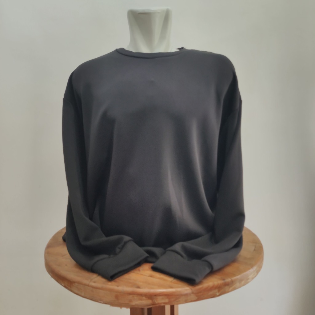Crewneck INCERUN Hitam Polos Premium Size 2XL Super Lembut (AVPBK116)