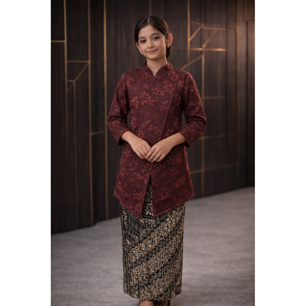 Kebaya Anak Perempuan Set Rok Batik 3-12 Tahun | Baju Kondangan Anak | Kebaya Anak Modern M XXL