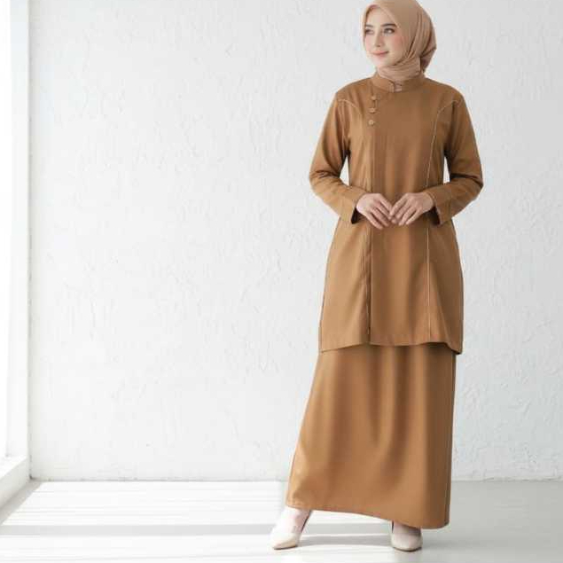Ayudia label - SET ROK Baju Pdh Wanita Seragam Dinas Pemda PNS Tunik Kekinian Busui Friendly| wudhu 