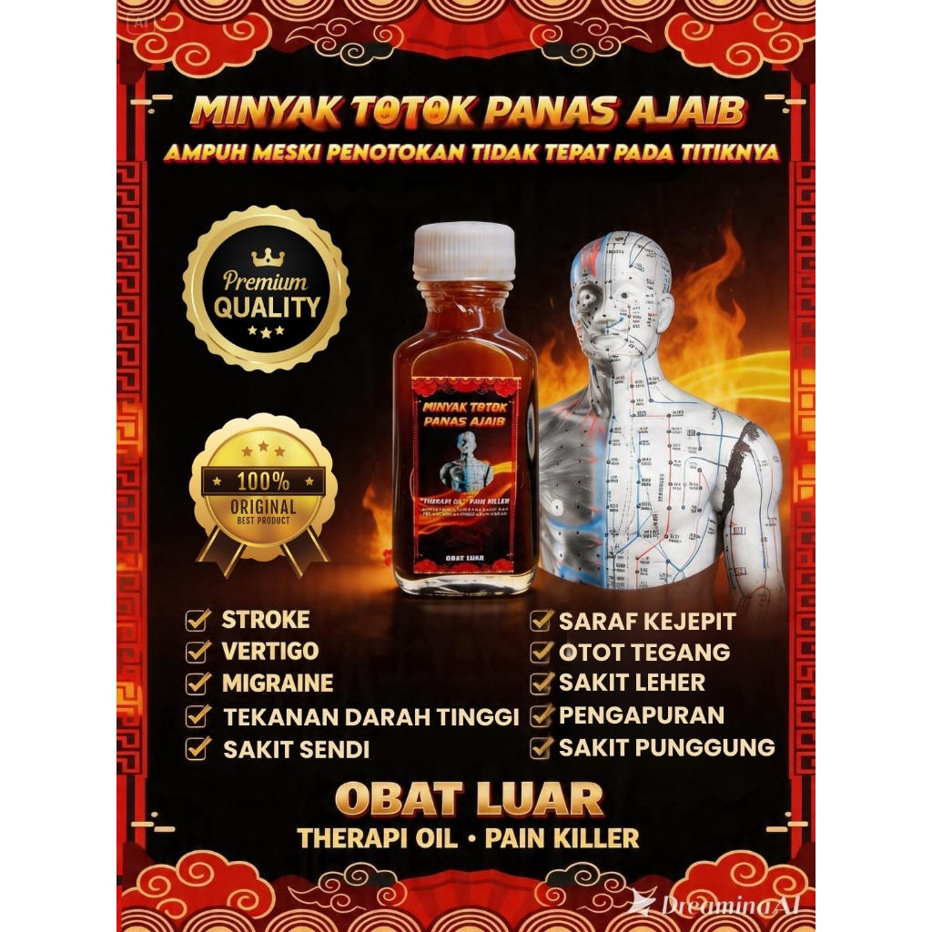 Minyak Totok Panas Ajaib/Minyak Totok Petir Original (Moxa Cair) Akupunktur Acupuncture Minyak Panas