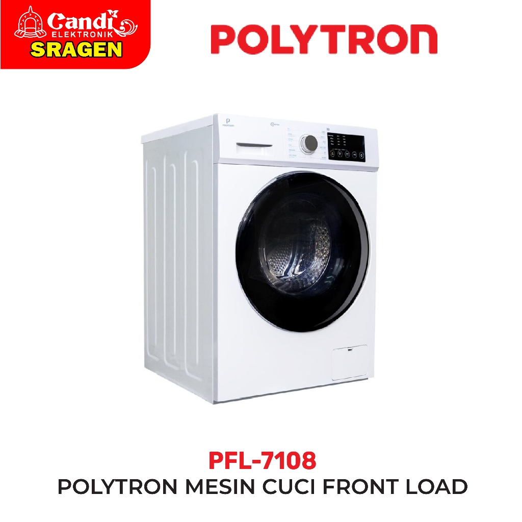 POLYTRON Mesin Cuci Front Loading 7 KG Steam Inverter Low Watt - PFL-7108