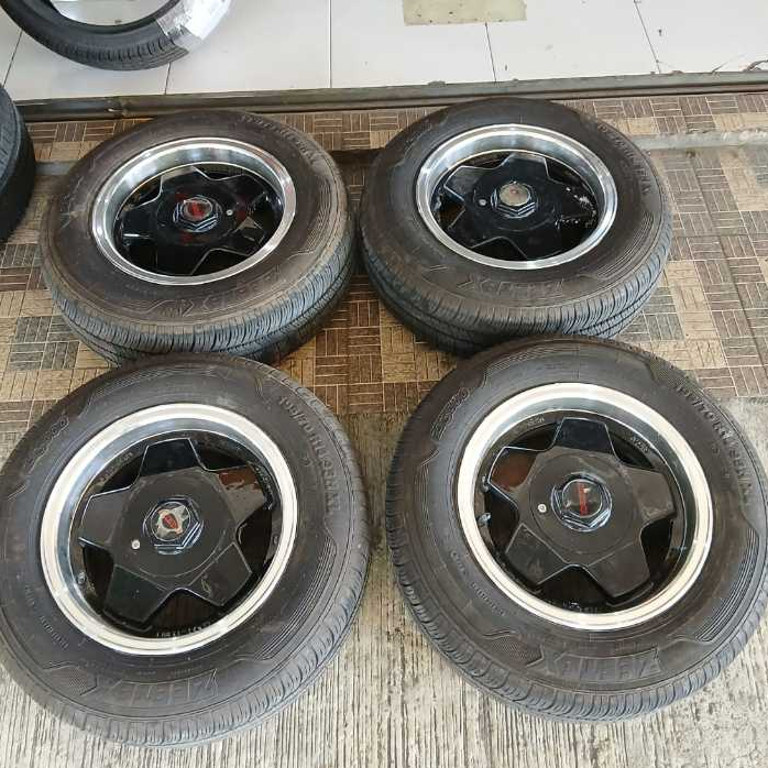 Velg Mobil Bekas Ring 14 Lubang 4 BORBET R14X6,5 H8X100-114,3 BAN 195 70 R14