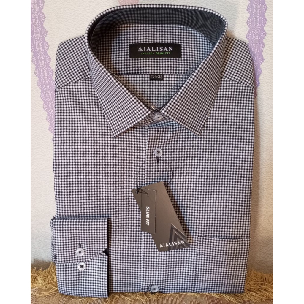 Promo kemeja Alisan lengan panjang motif, kemeja motif Alisan slimfit