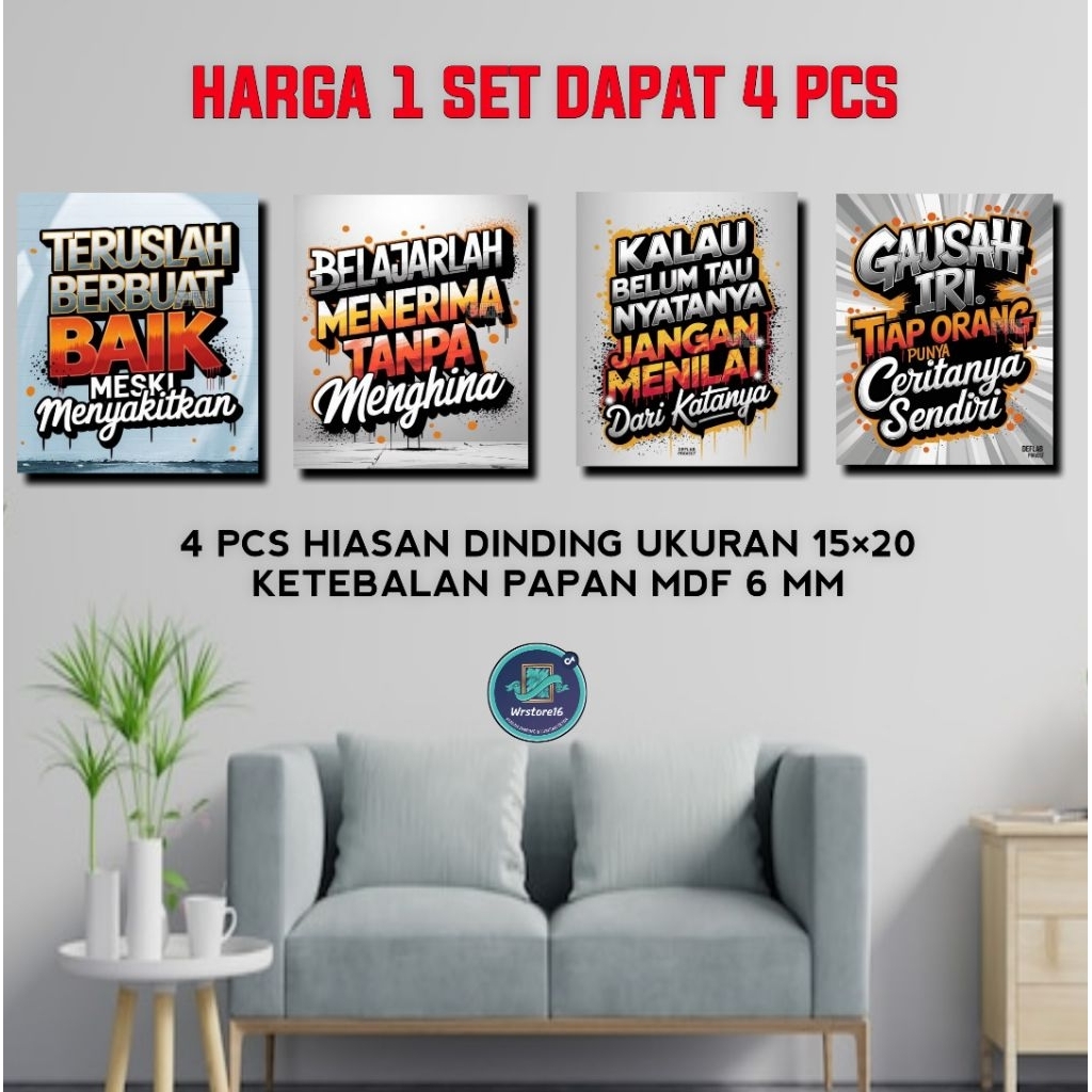Hiasan dinding quotes keren aesthetic mdf 15×20 cm pajangan dinding