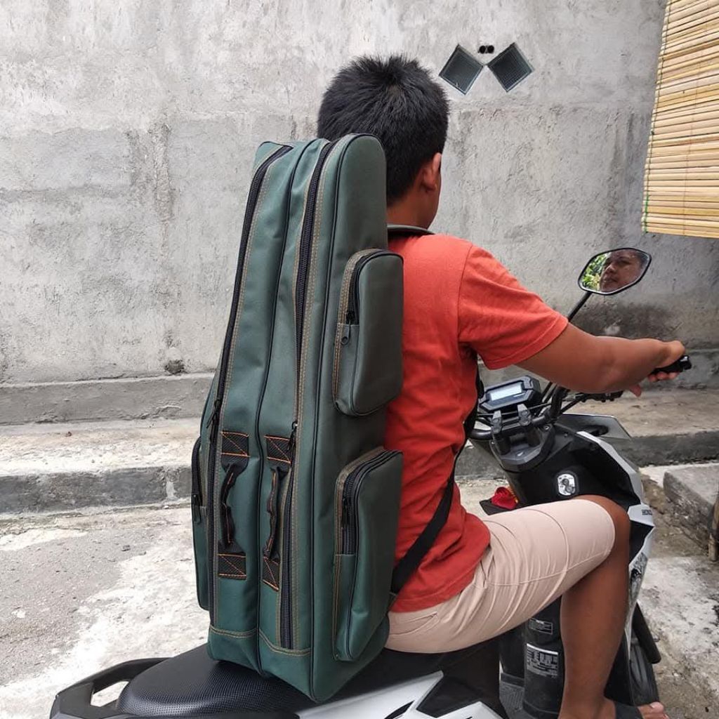Tas pancing 75cm 2ruang 3saku bahan terpal truk