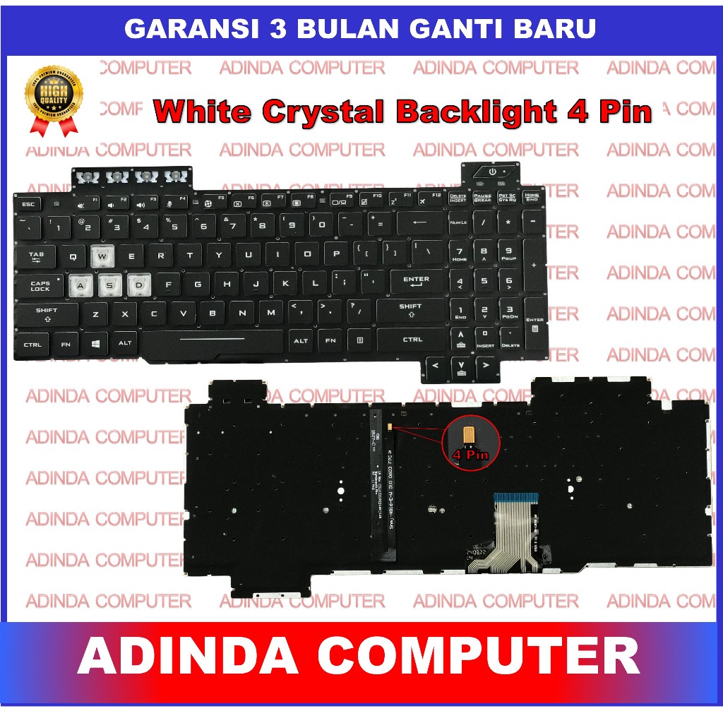 Keyboard Asus TUF FX504 FX705 FX705GM FX705DD FX705DY FX705DU White Font