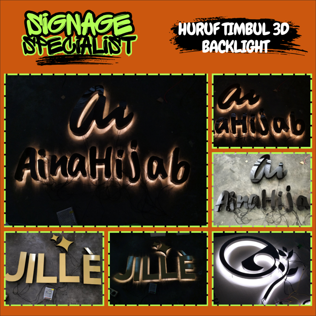 HURUF TIMBUL NYALA BELAKANG TINGGI 10CM LETTER BACKLIGHT | HURUF TIMBUL NYALA BACKLED