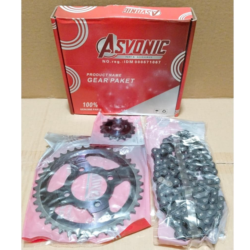 Gir Paket/Girset Murah Merek Asvonic Motor Supra X 15T-40T / 428H-104L