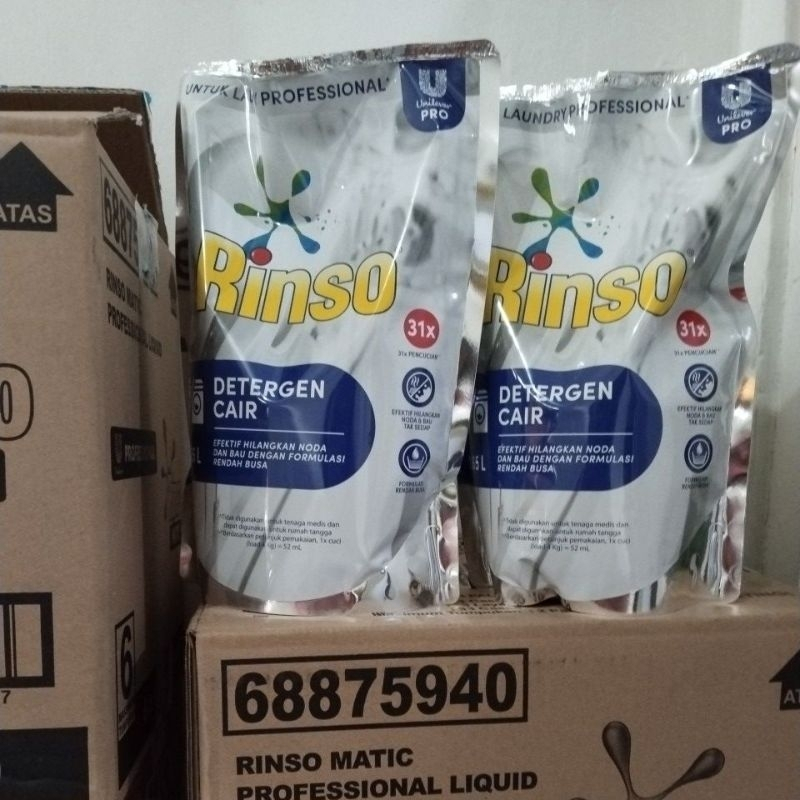 Deterjen Cair Rinso Matic 1,65 Liter-1karton isi 6pouch