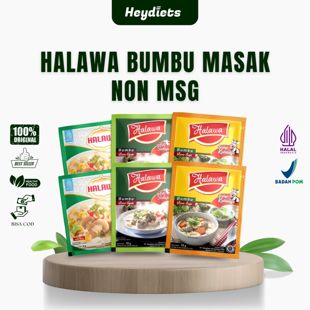 COD Makassar HALAWA BUMBU MASAK - Halawa Kaldu Penyedap Rasa Non MSG 1 Pack 12 Sachet