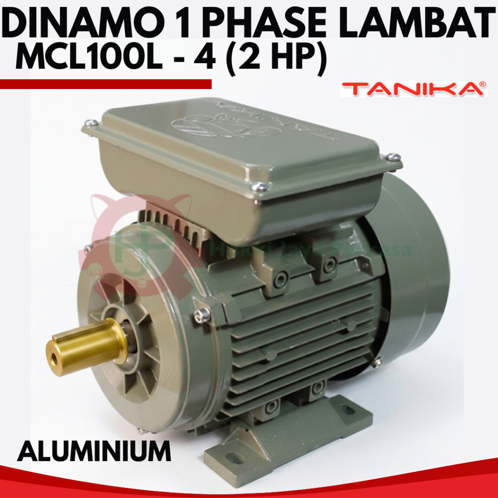 TANIKA Dinamo 1 Phase Lambat MCL100L - 4 (2 hp) Aluminium 1.5 kW / 2 HP / 1400 rpm Induction Motor T