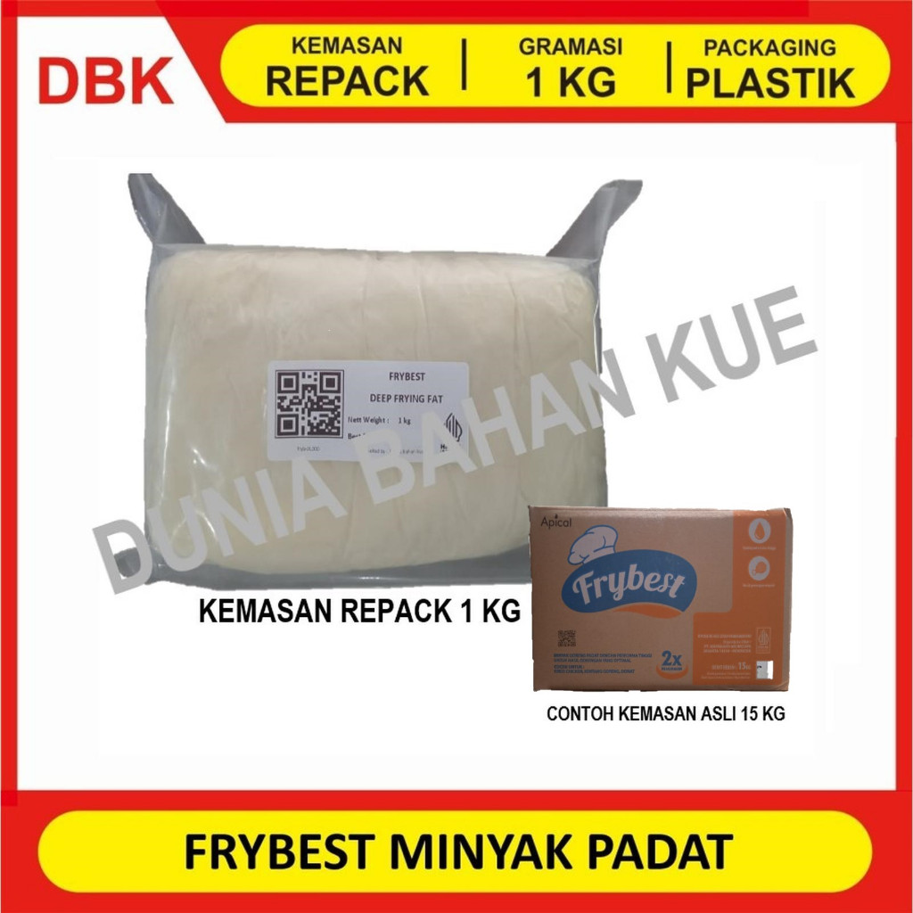 FRYBEST MINYAK GORENG PADAT REPACK 1 KG / MINYAK BEKU / MINYAK PADAT