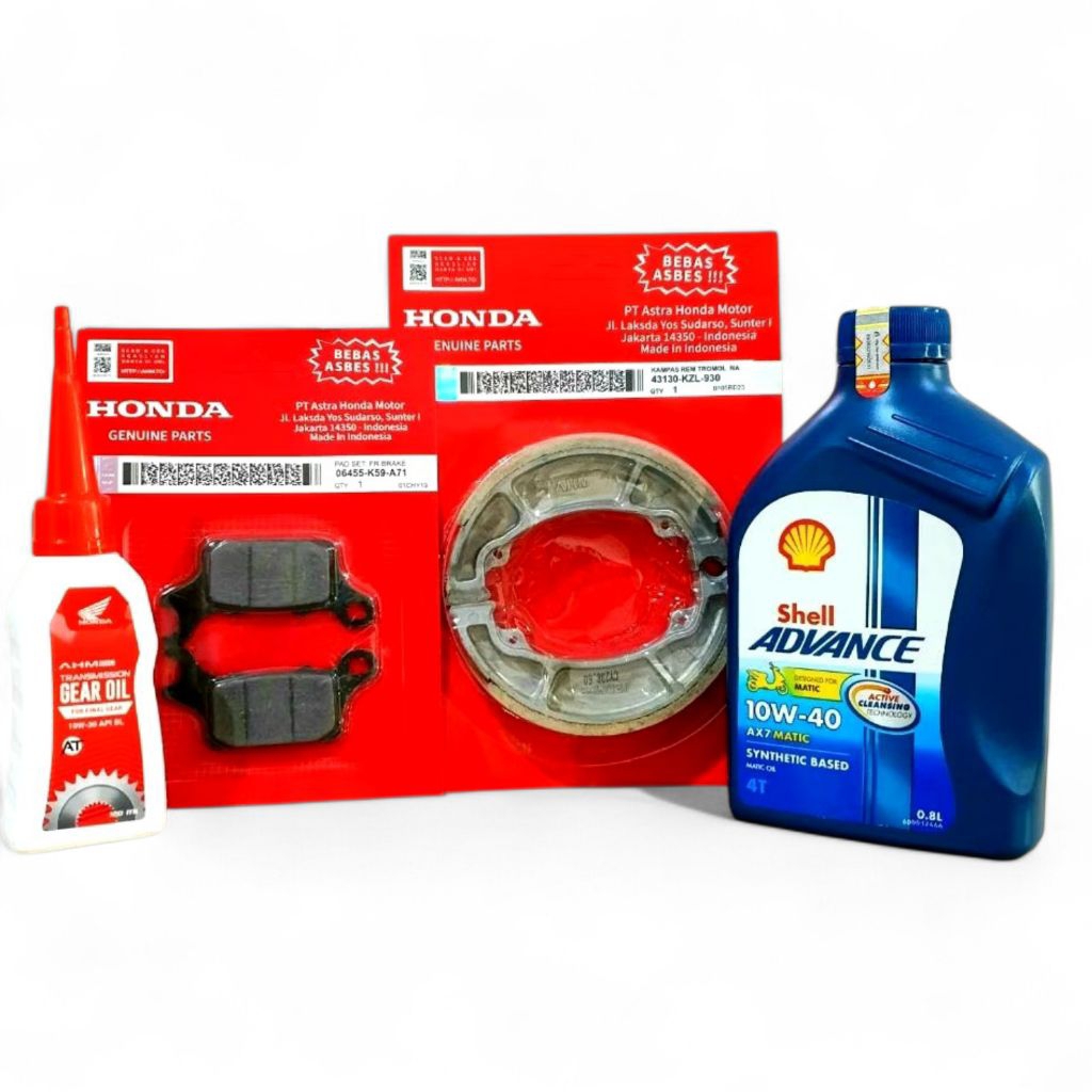 PAKET SERVIS KAMPAS REM DEPAN BELANG OLI SHELL MATIC GARDAN AHM MOTOR VARIO 125/150