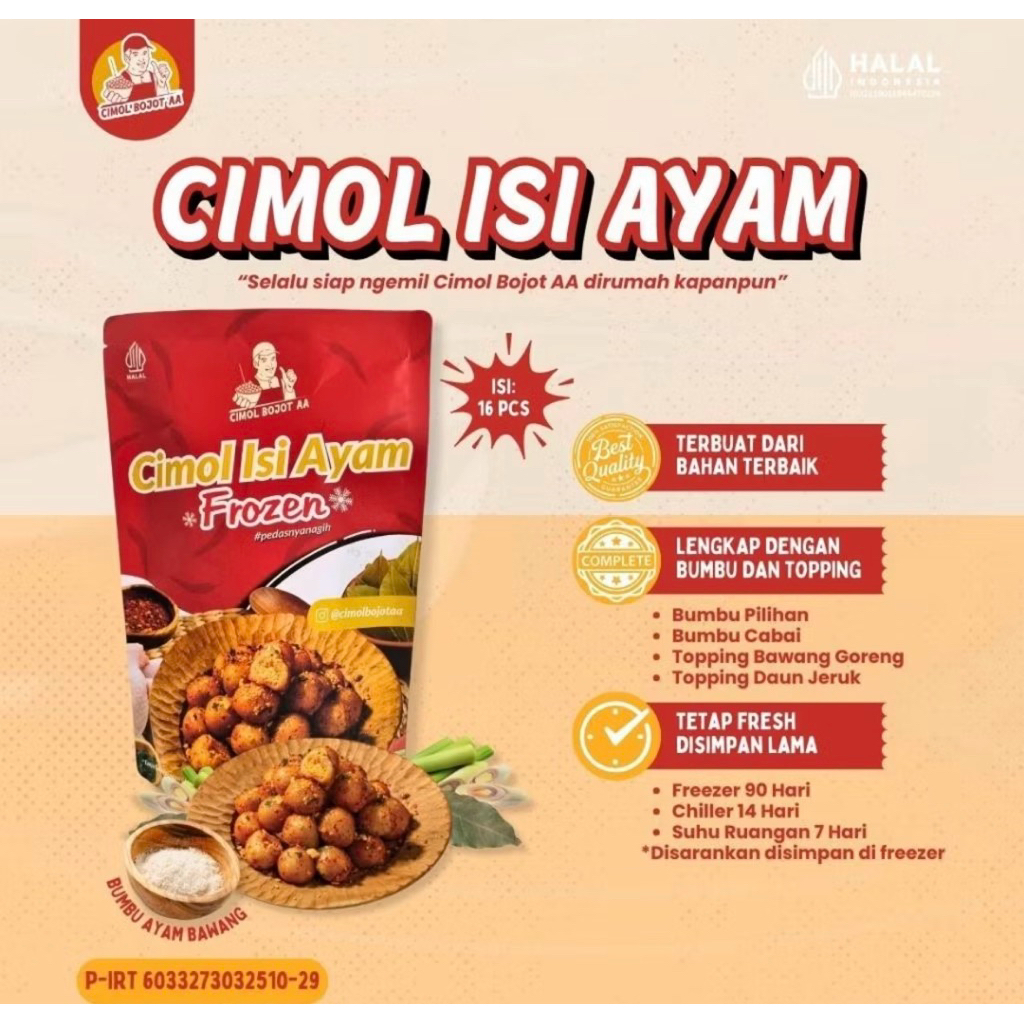 Cimol Bojot AA ISI AYAM RASA AYAM BAWANG - Cemilan Kenyal dengan Bumbu Khas Garut