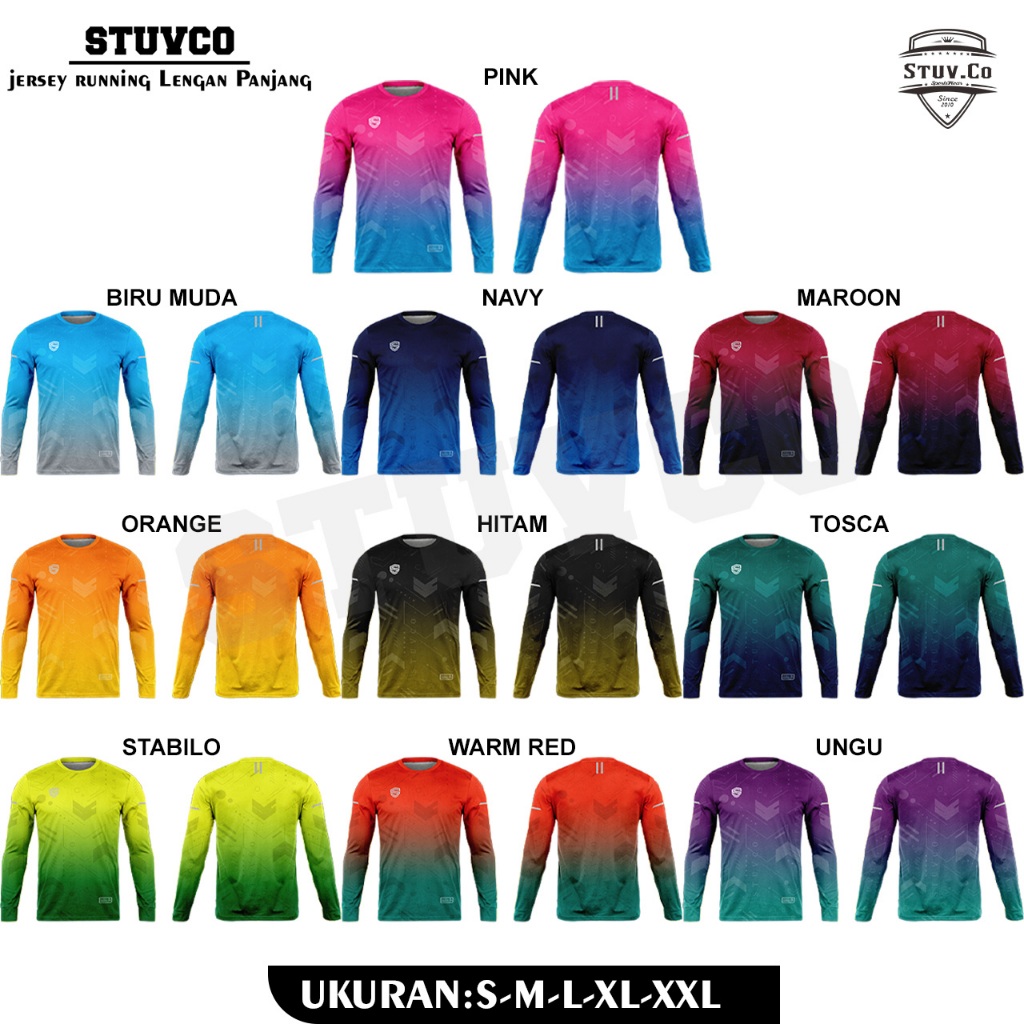 KAOS RUNNING LENGAN PANJANG STUVCO KAOS ATASAN OLAHRAGA PRIA WANITA JOGGING VOLI DRYFIT