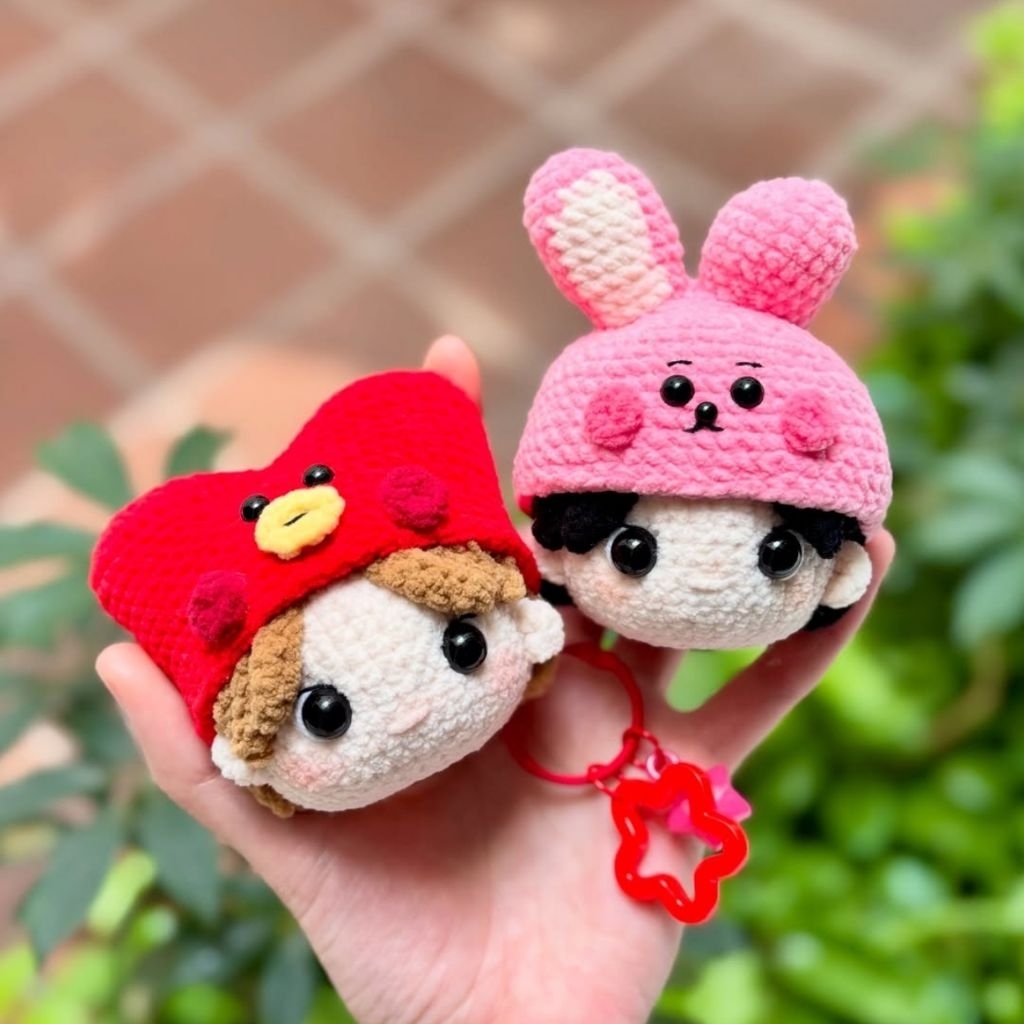 bts head amigurumi keychain | crochet keychain | couple keychain | bagcharm bts