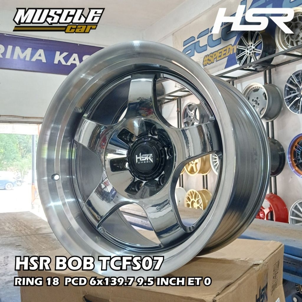 Velg mobil baut 6 pajero Ring 18 model PALANG 5 merk Hsr type BOB lebar 9.5 pelek mobil r18 Model JD