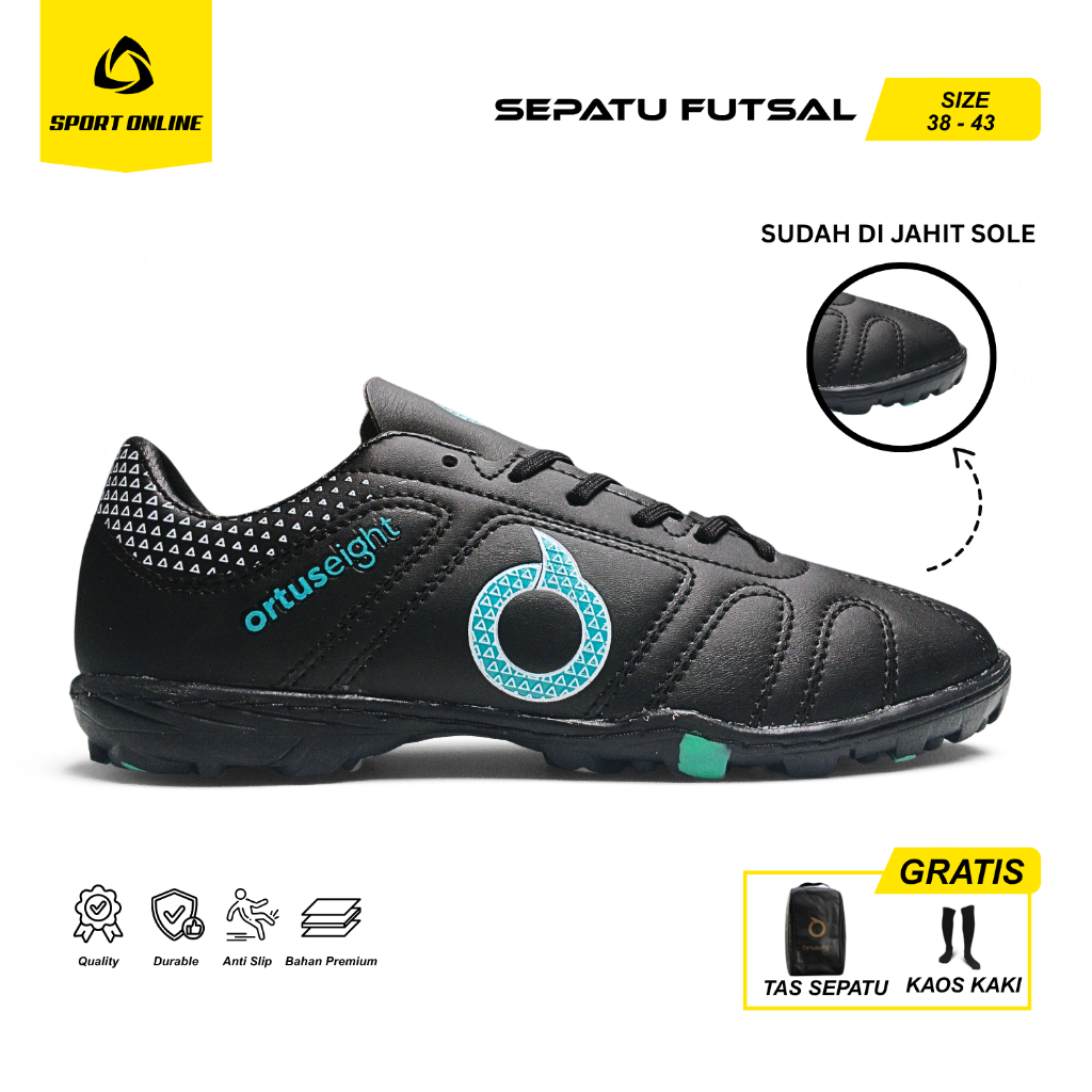 Sepatu futsal gerigi Ukuran jumbo size 44 sampai 47 Hitam Tosca Terbaru Nyaman Dikaki