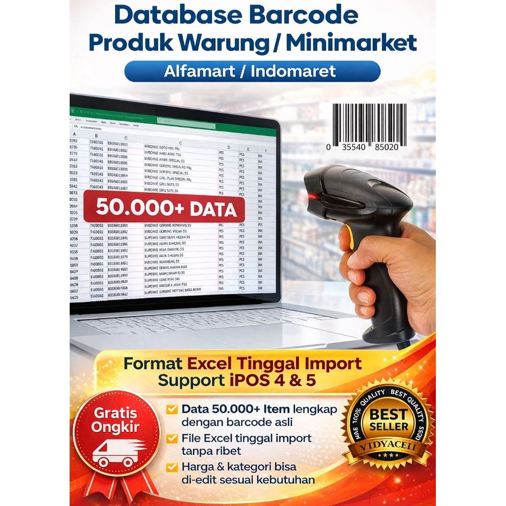 Database Produk Supermarket Lengkap Barcode | 50.600 Item Siap Pakai