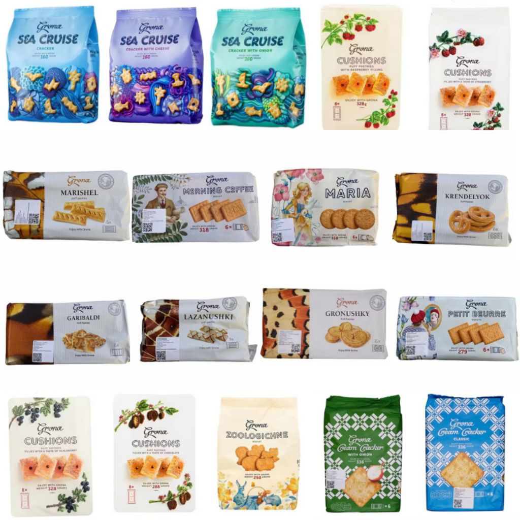 GRONA Cracker zoologischne / SEA CRUISE with / Cheese / ONION / MARISHELL / Import / MORNING / COFFE