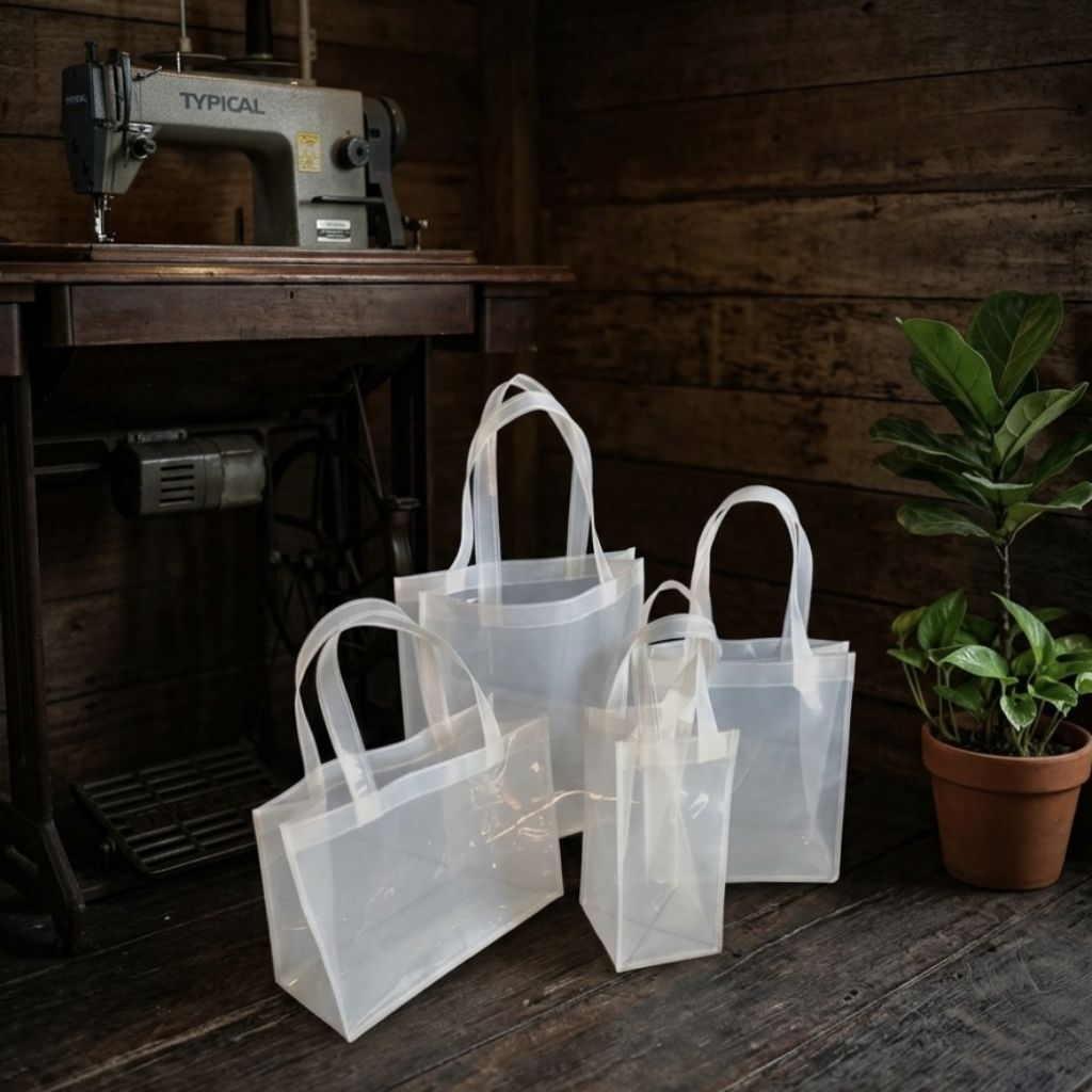 OTS |Hampers PVC warna susu, hampers transparan, tas ulang tahun bening, tas snack, tas tenteng beni