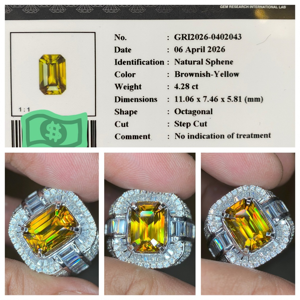 Natural 4.28ct rainbow sphene brutal dispersion hq